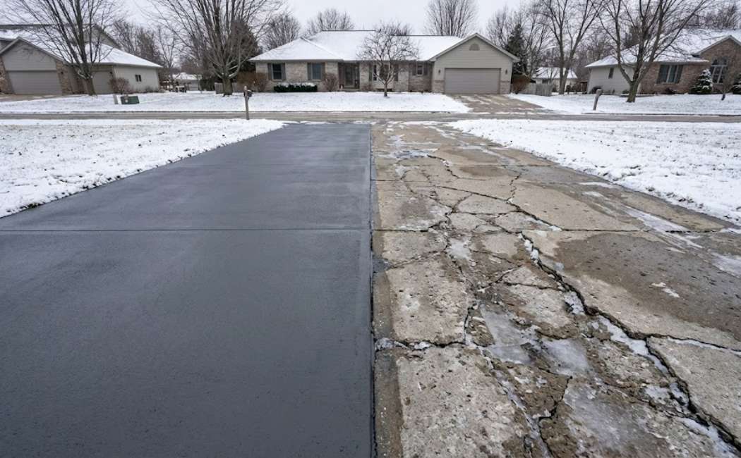  Concrete driveway protected with winter concrete sealer