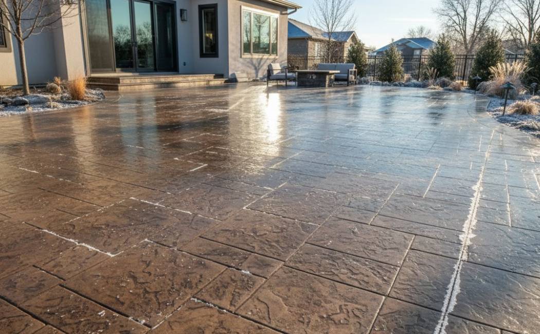   Decorative concrete sealed for winter protection