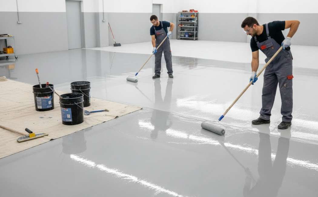 Epoxy floor coating for commercial and industrial flooring