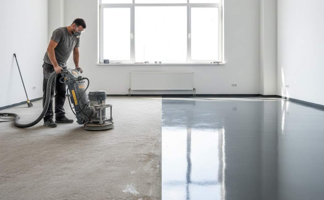 Floor resurfacing services improve concrete and hardwood floors
