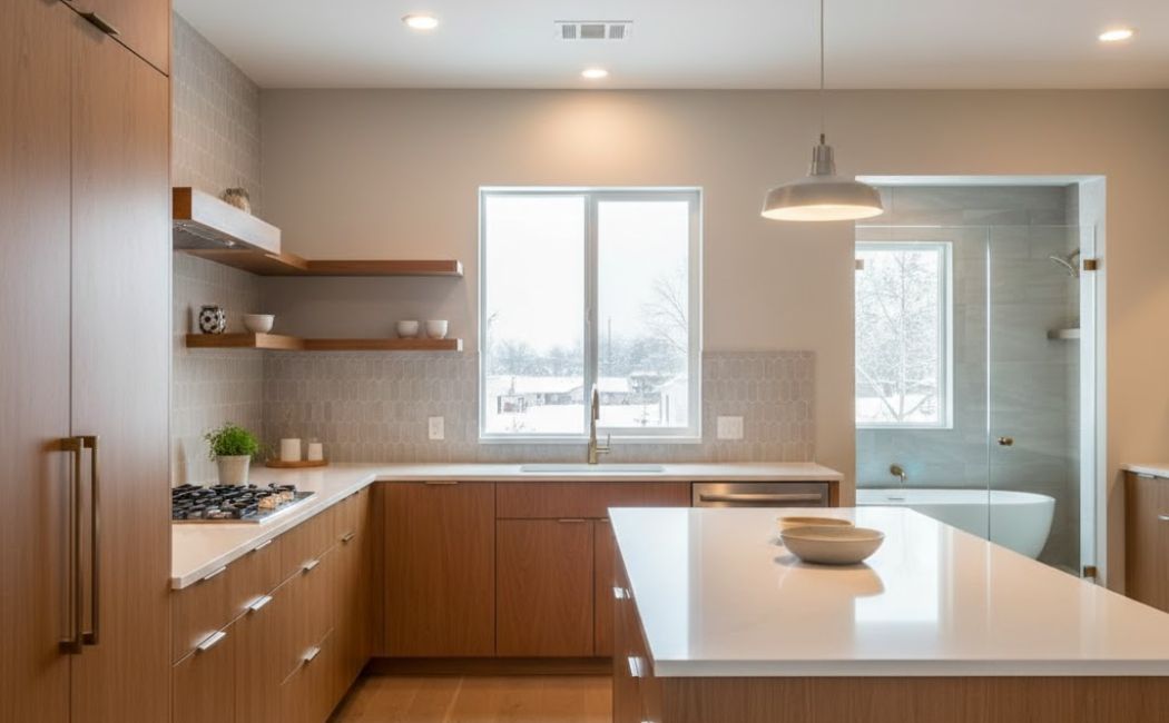 Modern kitchen remodel completed in winter to increase home value and ROI