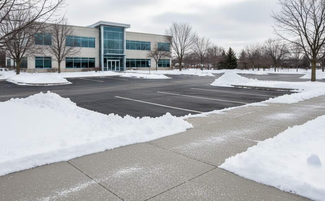 Snow and ice removal for safe walkways and parking areas in winter
