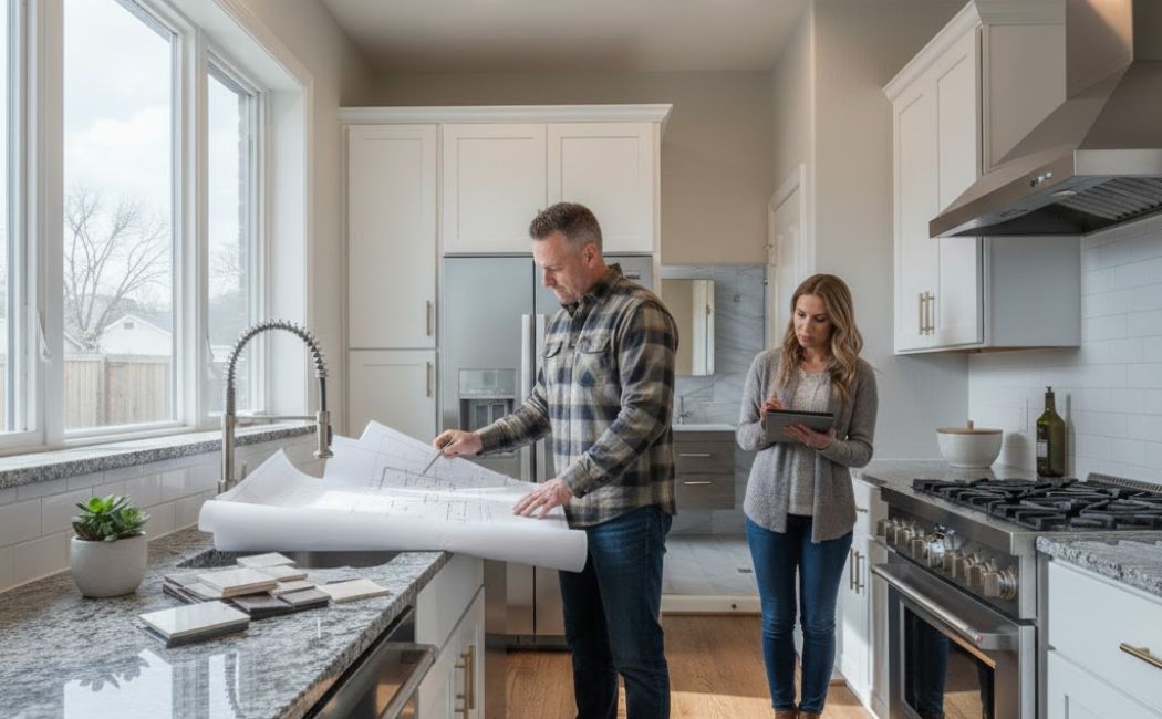 Planning a winter kitchen and bathroom remodel with professional contractors